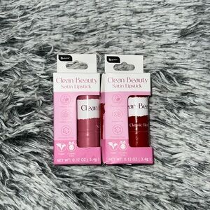 BRAND NEWW SET OF (2) “B•PURE-CLEAN BEAUTY”  SATIN LIPSTICKS